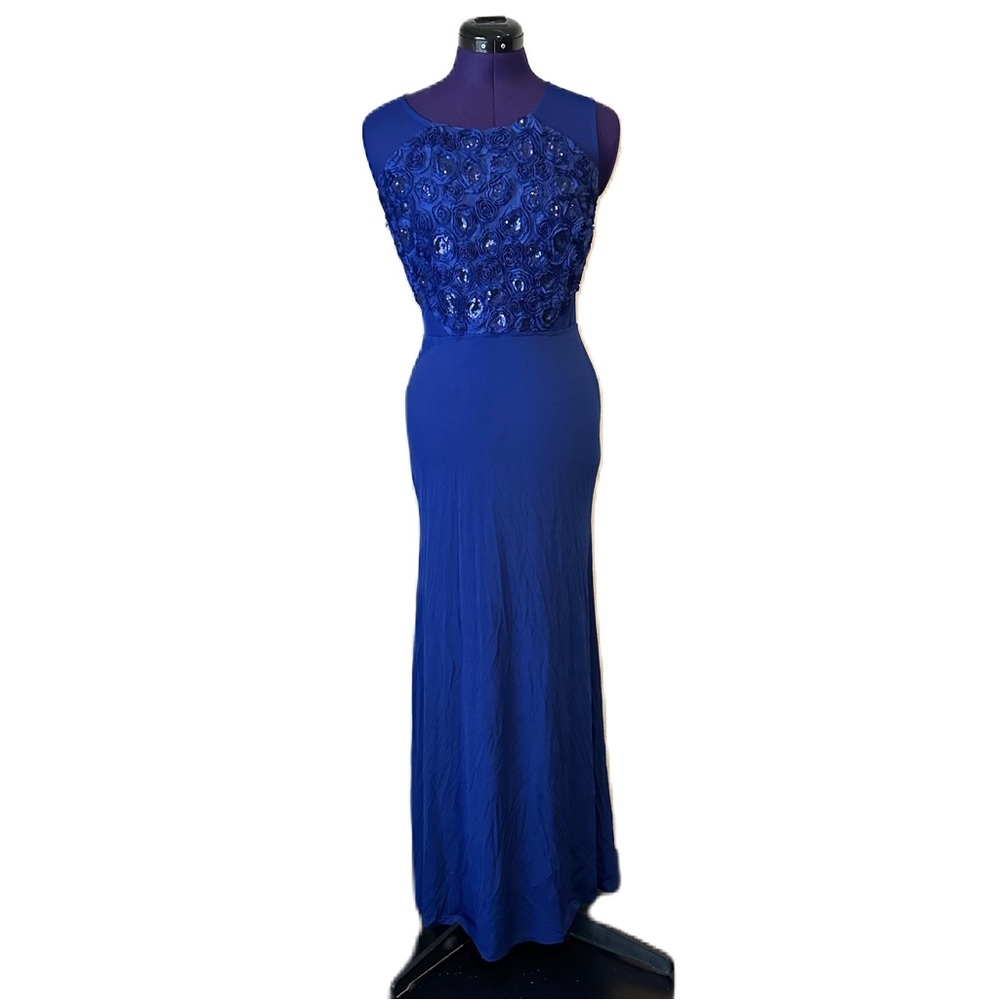 Enfocus Studio Blue Sequins Floral Maxi Dress
